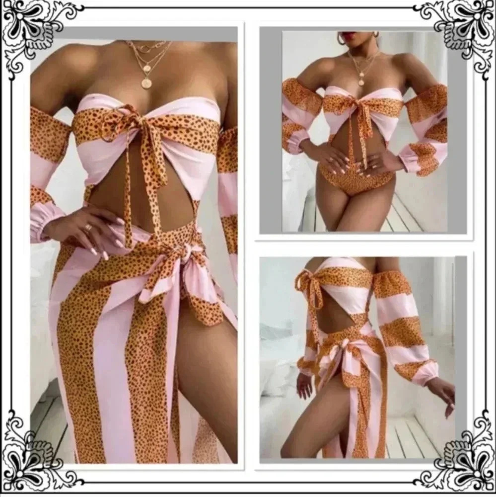 NWT Three Piece Pink Swim Suit Set